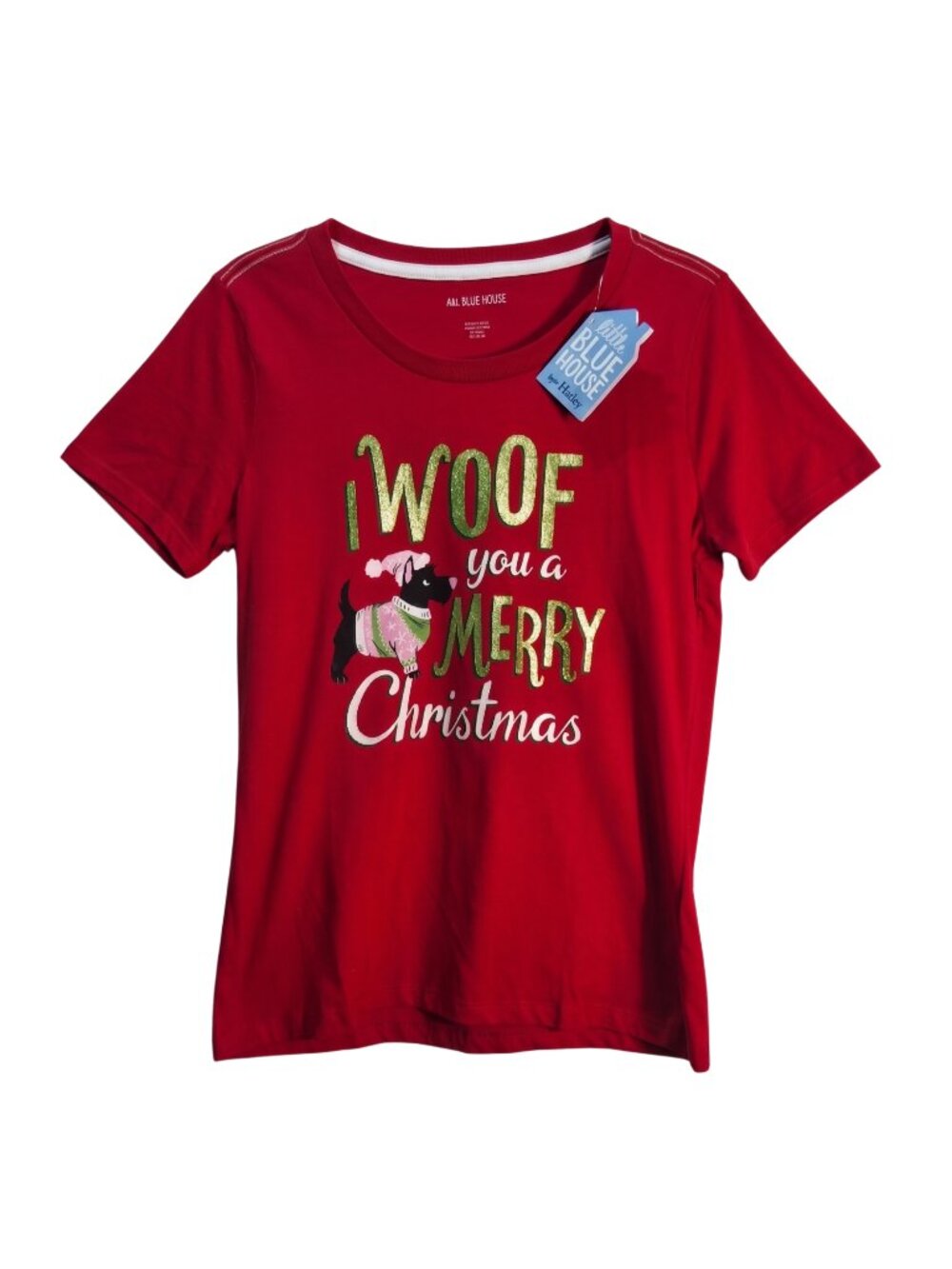 NWT | Little Blue House Hatley Woof You a Merry Christmas Dog Graphic Tee Large
